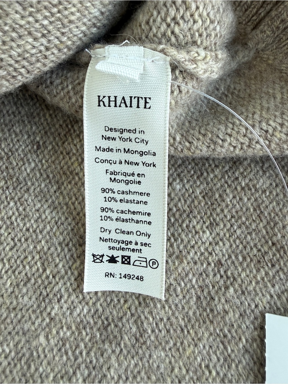 KHAITE Shrunken Jo Cashmere Polo Sweater Sepia XS NWT $780 - Picture 7 of 9
